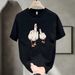 Herrenbekleidung Sommer New Hong Kong Style Ins Nischentrend Duck Print Schwere Baumwolle Kurzarm T-Shirt Herren Lose Rundhals Top_voghion.com