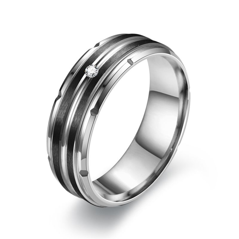 2023 Fashion Versatile Titanium Steel Men's Light Luxury Elegant Couple Diamond Ring_voghion.com