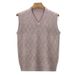 Men's Wool Blend V-Neck Sleeveless Sweater Vest - Plaid & Camouflage Pattern, Slim Fit, Casual Pullover For Autumn_voghion.com
