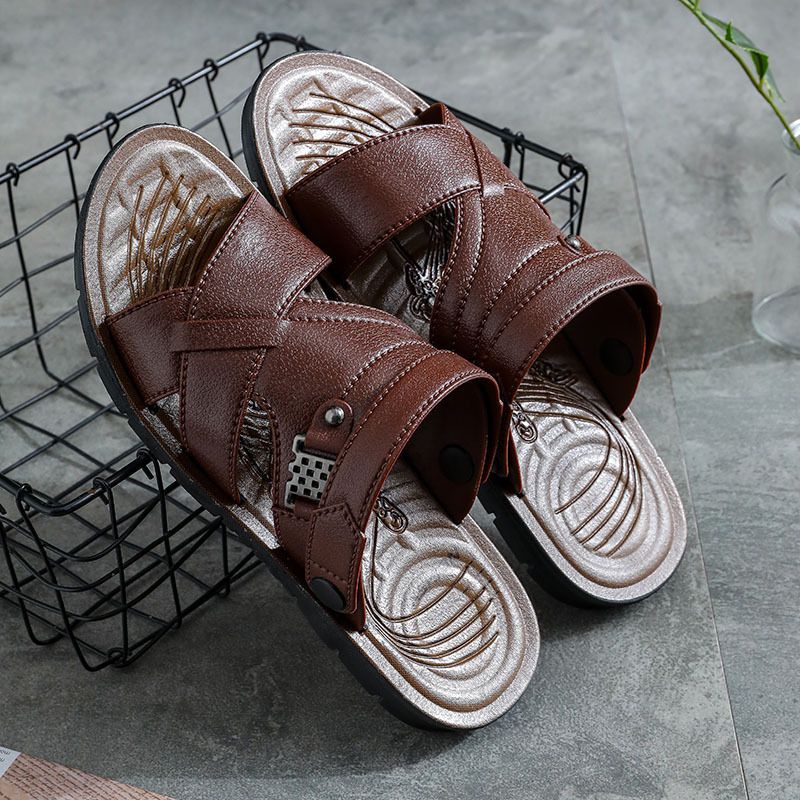 Sandalias de verano 2025 para hombre, zapatillas informales de doble uso para exteriores, para personas de mediana edad y mayores._voghion.com