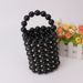 2021 Summer Acrylic Transparent Round Bucket Solid Color Black Bead Handbag British London Fashion Bag For Women_voghion.com