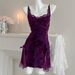 Sexy Lace Plus Size Romantic Nightgown With Purple Floral Suspender And Deep V-design, Combining Comfort And Temptation-Strap+outer Robe-XL_voghion.com