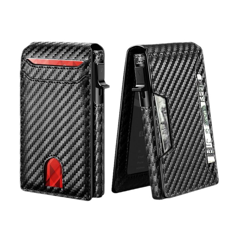 Card Cases Clamshell Wallet Lightweight Portable Rfid Anti-theft Men's Card Case Microfiber Carbon Fiber Multi-function Card Holder_voghion.com