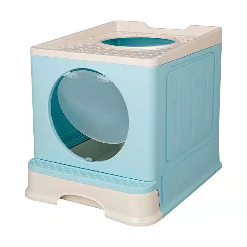New Pet Drawer-Style Folding Litter Box Fully Enclosed Splash-Proof Toilet Odor-Resistant Cat Supplies_voghion.com
