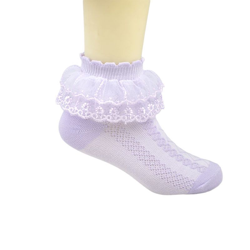 Mother & Kids Girls Lace Socks Spring Autumn Thin Summer Mesh Primary School Students Wholesale White Dance Children's Lace Princess Socks_voghion.com