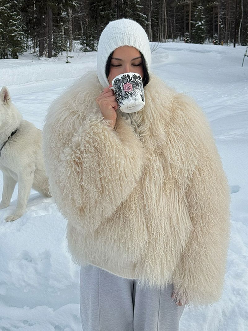 ​​Elegant Short Faux Fur Coat For Women - Stylish Solid Color Winter Jacket With High Collar, S/M/L Sizes, Trendy Outerwear For Fall & Winter​​_voghion.com