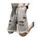 American style high street retro rough edge distressed denim shorts for men's thin and trendy brand trend ruffian handsome five part pants_voghion.com