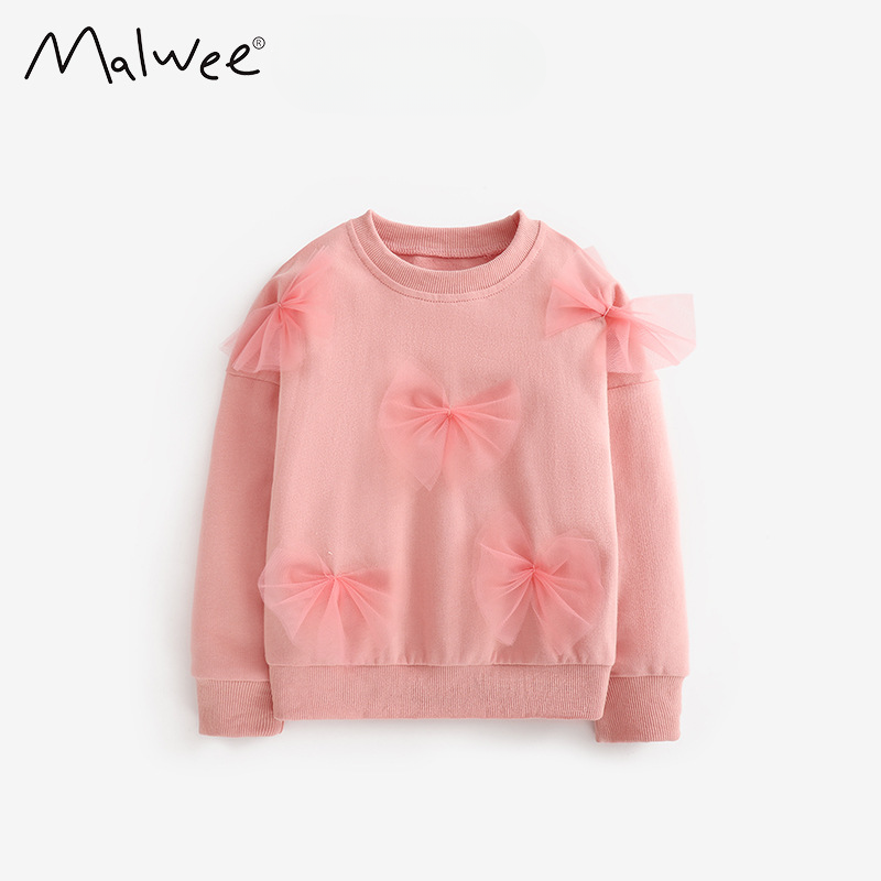 Malwee Girls' Sweatshirt Autumn Winter New Style Toddler Round Neck T-Shirt Long Sleeve Base Shirt Pullover_voghion.com
