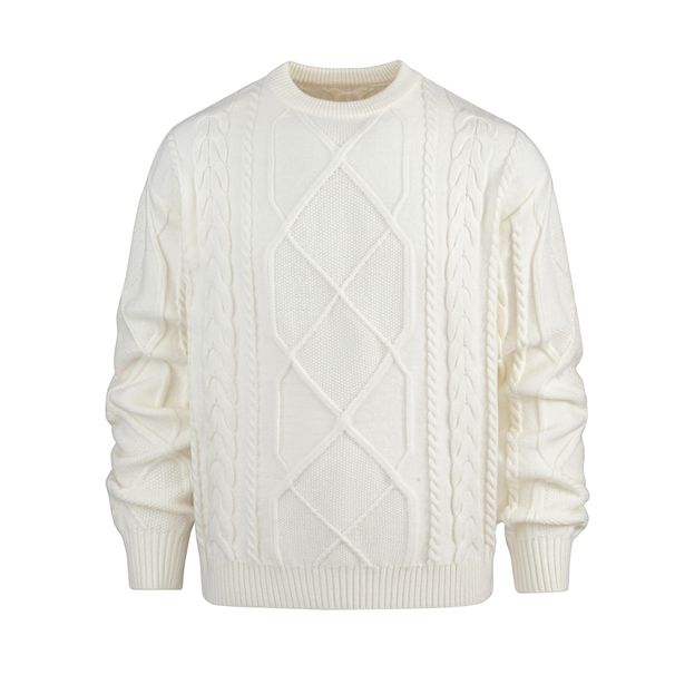 Maglione casual da uomo con scollo rotondo – Pullover in maglia tinta unita per autunno e inverno_voghion.com