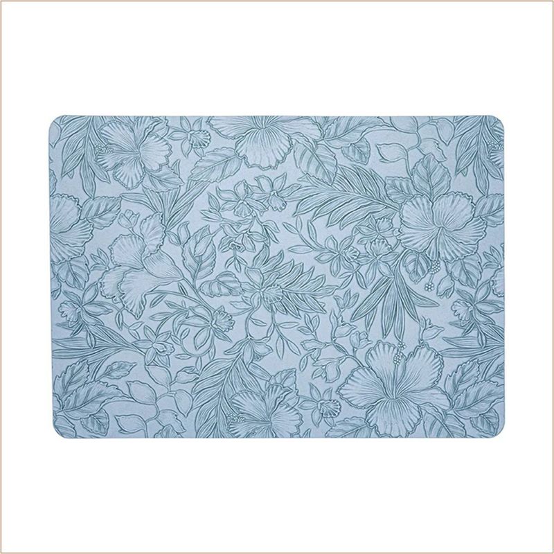 Set de table en cuir gaufré floral - Double face et antidérapant (sous-verre carré résistant à la chaleur, imperméable et résistant à l'huile pour les repas occidentaux et la décoration intérieure)_voghion.com