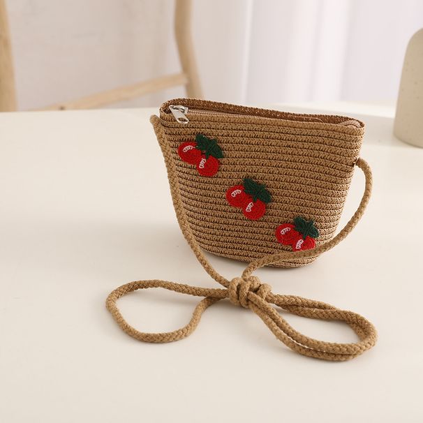 Letnie torby dziecięce, słodkie czereśnie, kapelusze słomkowe, wyjścia na zewnątrz, małe fale, dziewczyny, kapelusze chroniące przed słońcem_voghion.com