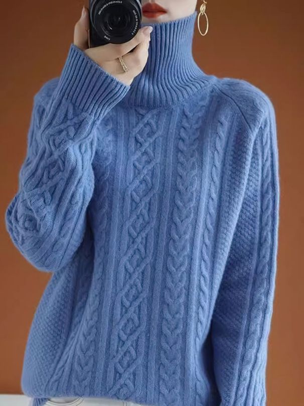 Maglione in maglia grossa – Pullover oversize in maglia a trecce per donna (7 colori, taglia unica, misto acrilico e nylon, caldo capo essenziale per l'inverno)_voghion.com