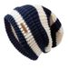 Japanese Retro Letter Small Label Striped Large Version For Women Autumn Winter Warm Versatile Knitted Slouchy Hat_voghion.com