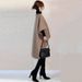 Oversized Wool Blend Coat – Asymmetrical Design, Mid-Length Casual Trench (Sizes S/M/L)_voghion.com