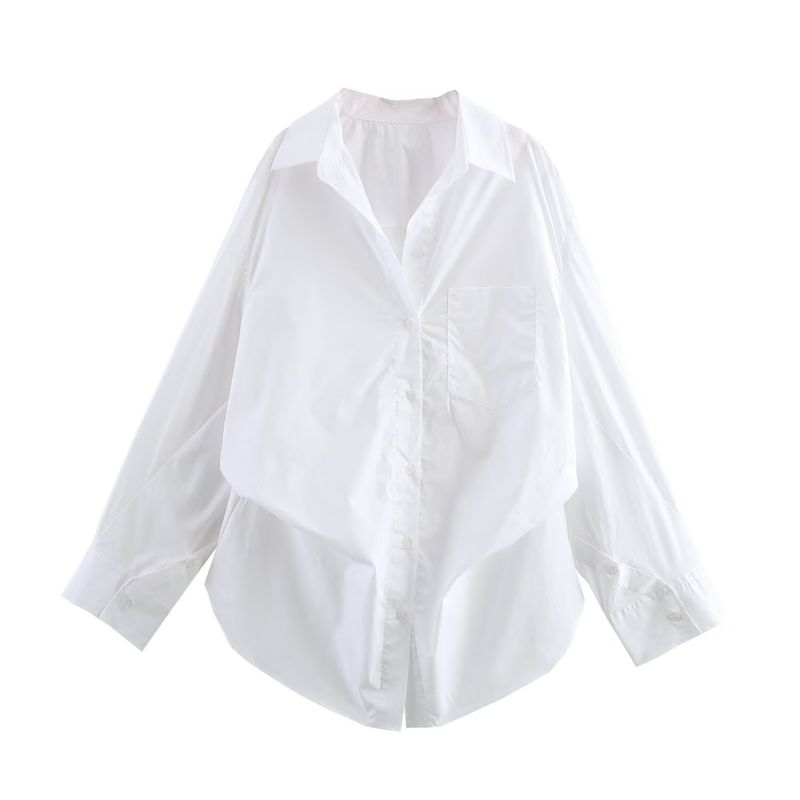 Abbigliamento donna Nuovo abbigliamento donna Classico Moda All Match Camicia in popeline ampia_voghion.com
