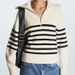 Lapel Striped Sweater Women's Pullover Zipper Knitted Sweater Women's_voghion.com