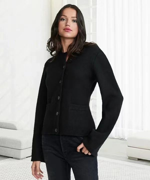 Soft Lambswool Cardigan Women's Knit Sweater Coat - Elegant Oversized Open Front Pullover With Button Closure_voghion.com
