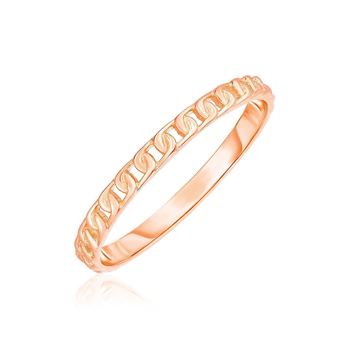 14k Rose Gold Ring with Bead Texture_voghion.com