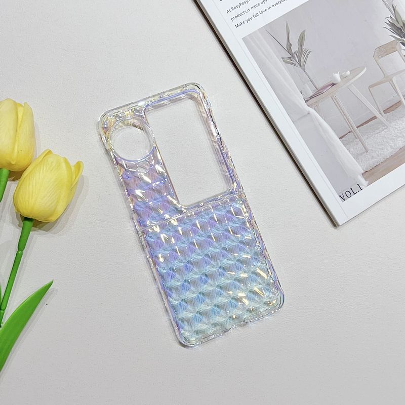 Japanese and Korean ins diamond pattern color-changing magic color for OPPO find N3Flip phone case oppo folding protection_voghion.com