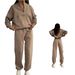 Women's Casual Fleece Tracksuit Set - Cozy Long Sleeve Hoodie & Jogger Pants For Fall Winter, Soft & Warm, Plus Size Available_voghion.com