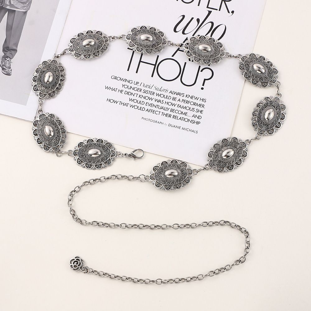 Pendentif rose en métal de style coréen, chaîne de robe polyvalente et tendance, accessoire de taille sculpté_voghion.com