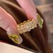 New Chinese Style Ancient Gold Vajra Light Luxury High-end Niche Design Micro-inlaid Cross Ring For Women_voghion.com