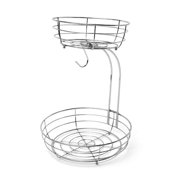 Keqi fruit storage basket removable double-layer fruit basket iron multi-functional fruit and vegetable basket_voghion.com