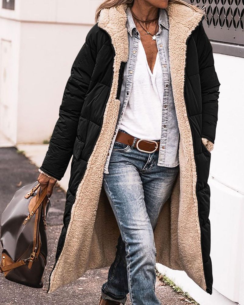 Manteau à capuche en coton pour femmes, vêtements de couleur unie, manches longues, réversible, slim, veste cardigan, haut_voghion.com