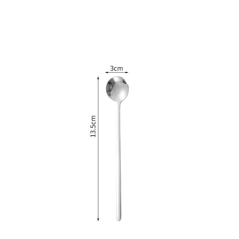 High-end Stainless Steel Round Head Coffee European Creative Stirring Long Handle Dessert Honey Scoop Seasoning Spoon_voghion.com