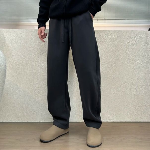 Herren-Winter-Freizeithose – Jogginghose mit geradem Bein aus dickem Polyester (M-4XL, 6 Farben, fleecegefüttert und leicht, Streetwear-Basics)_voghion.com