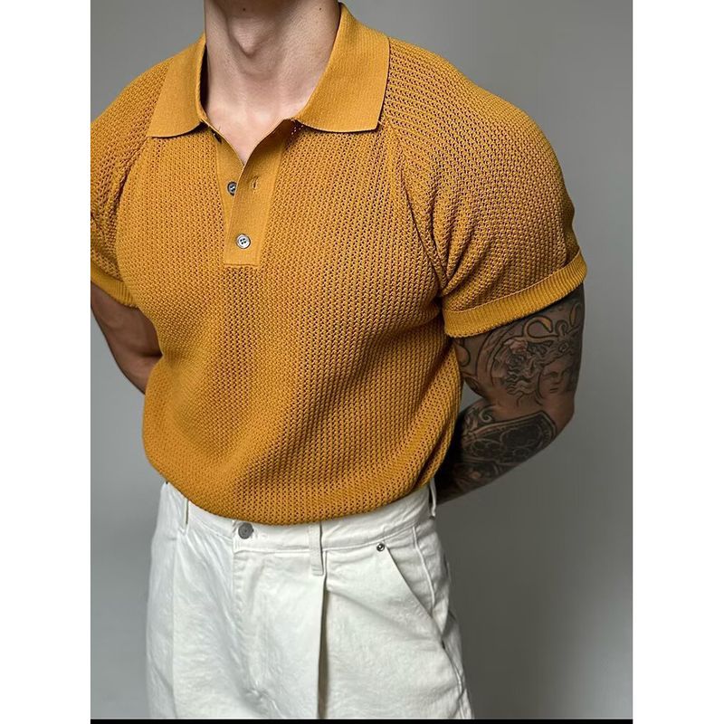 Men's Summer Honeycomb Hollow Polo Shirt - Short Sleeve Business Casual T-Shirt With Shirt Collar_voghion.com