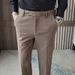 New men's casual high-quality thick fashionable woolen pants belt decorative slim-fitting trousers_voghion.com