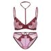 Damen Dessous Sexy Unterwäsche Dünne Neckholder Love Mesh Bestickte Unterwäsche Kleine Brust Große Push-Up-BH-Set_voghion.com
