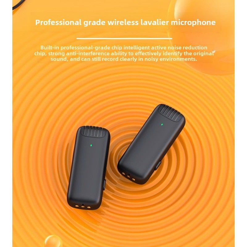 Wireless collar microphone J13 one for two with charging compartment, live broadcast radio recording noise reduction_voghion.com