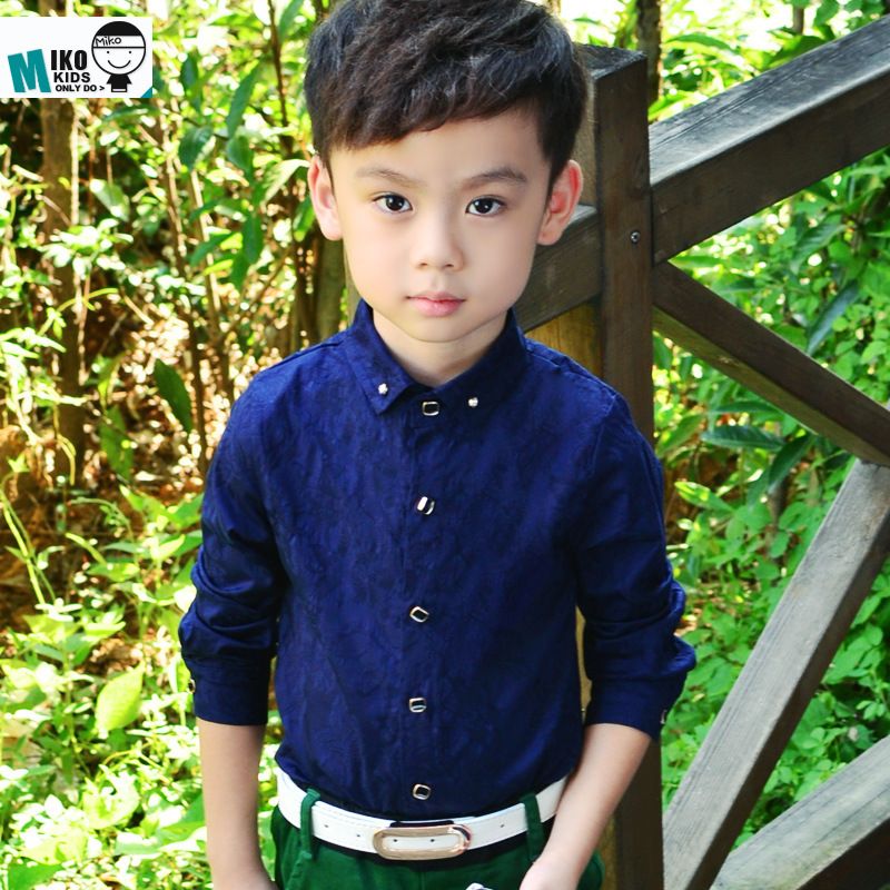 Kid's Clothing Children's cotton jacquard shirt spring and autumn British style temperament long-sleeved shirt boy's floral shirt_voghion.com