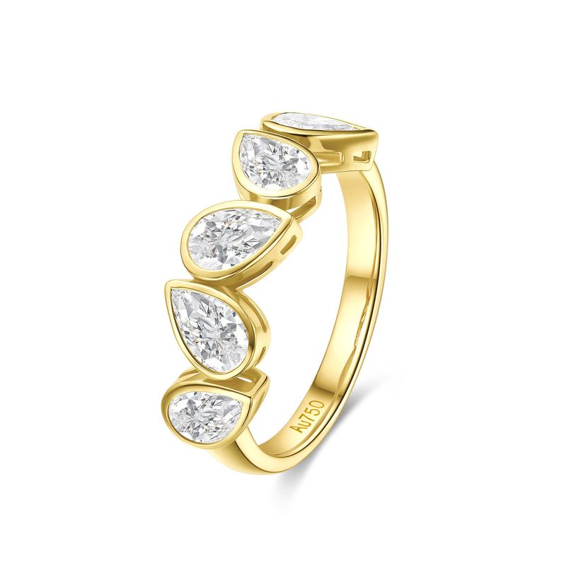 Ins Style 9/10/14k Gold Ring Inlaid With Small Diamonds Teardrop Shaped Gold Cultured Diamond Ring Platinum Empty Setting_voghion.com