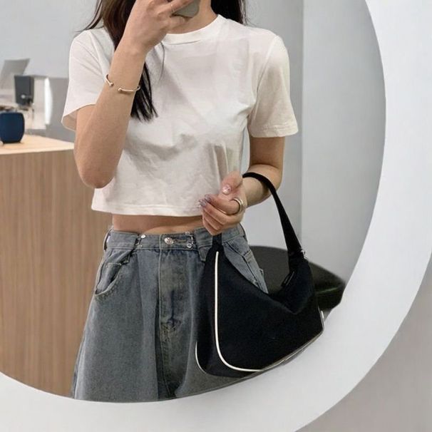 Drop Shoulder Kurzarm T-Shirt für Damen Sommer Loose Lazy Style Layered Body Concealing_voghion.com