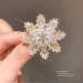 Designer Silver Toned Snowflake Brooch With Sparkling Crystals Delicate Daily Elegant Jewelry Gifts For Her High -_voghion.com