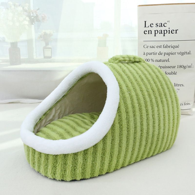 Thickened 3D Cat Macaron Double Pack Autumn/Winter Warm Drill Hole Can Be Raised Sponge Dog Striped Pet Nest_voghion.com