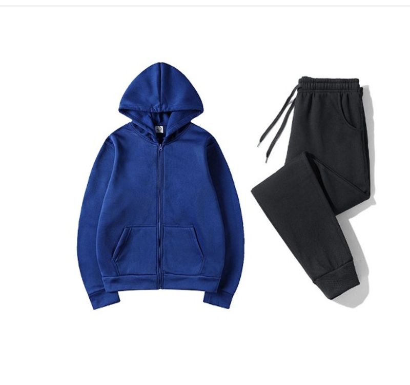 Men's Clothing Classic Zipper Cardigan Trendy Plus Velvet Sweater Suit Drawstring Hooded Customizable Print Two Piece Suit_voghion.com