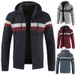 Men's New Plush and Thick Hooded Cardigan with Color Blocking Sweater and Youth Jacket_voghion.com