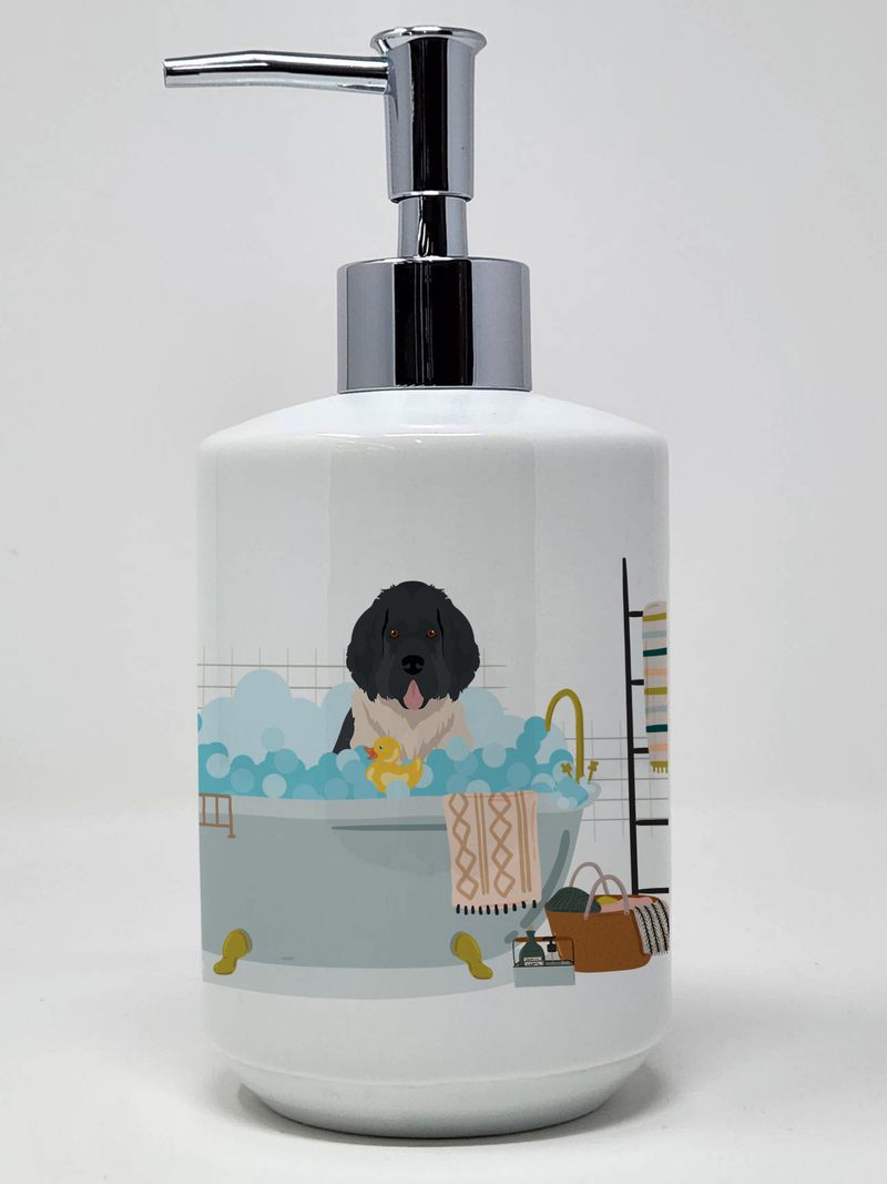 Landseer Newfoundland Ceramic Soap Dispenser Hand Soap Dispenser Pump Bottles for Bathroom Kitchen, Empty Refillable Liquid Soap Container_voghion.com