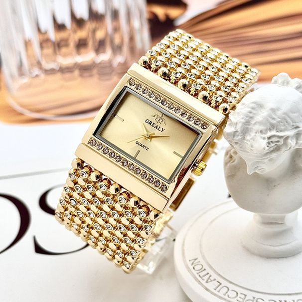 Orologio da polso casual da donna con quadrante grande, quadrante quadrato tempestato di diamanti, regalo di alta qualità_voghion.com