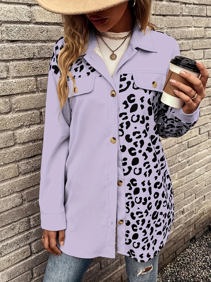 Women's Clothing autumn and winter new leopard print single breasted mid length jacket shirt coat_voghion.com