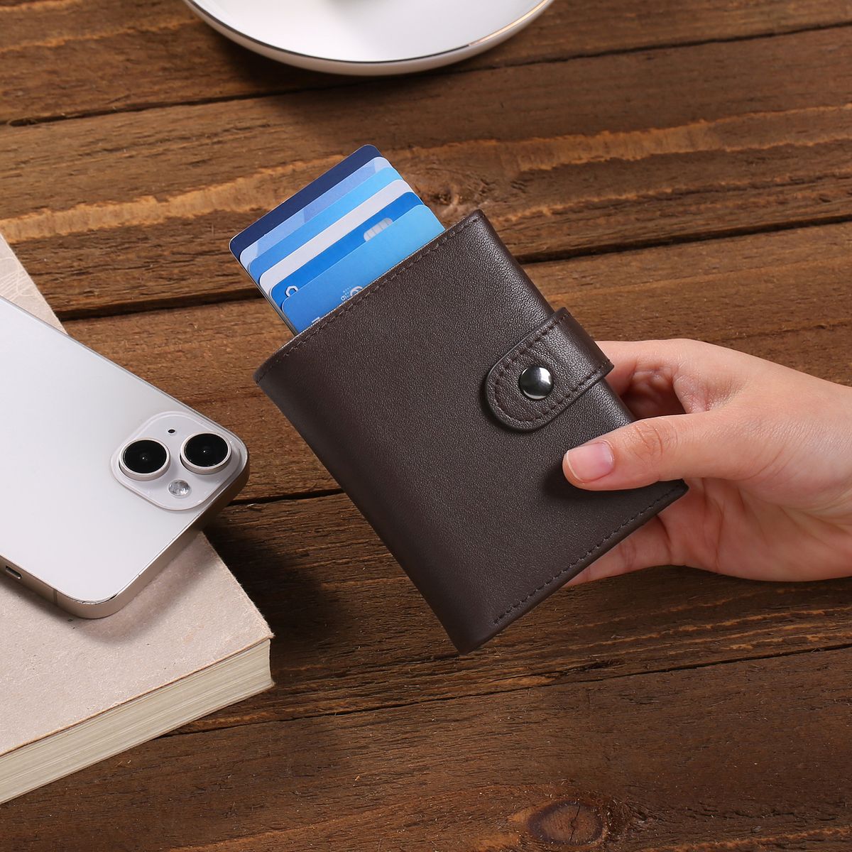 Männer Lieder Kaartehalter Kaartehalter Automatesch Kaartehalter Portemonnaie Männer Automatesch Kaartefach Rfid Anti-Magnéit Anti-Déifstall_voghion.com