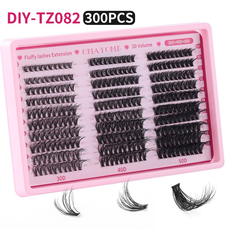DIY Cluster Lashes D-Curl Mix 300 Clusters Natural Dense Individual False Eyelashes Large Capacity For Lash Extension With Application Guide_voghion.com
