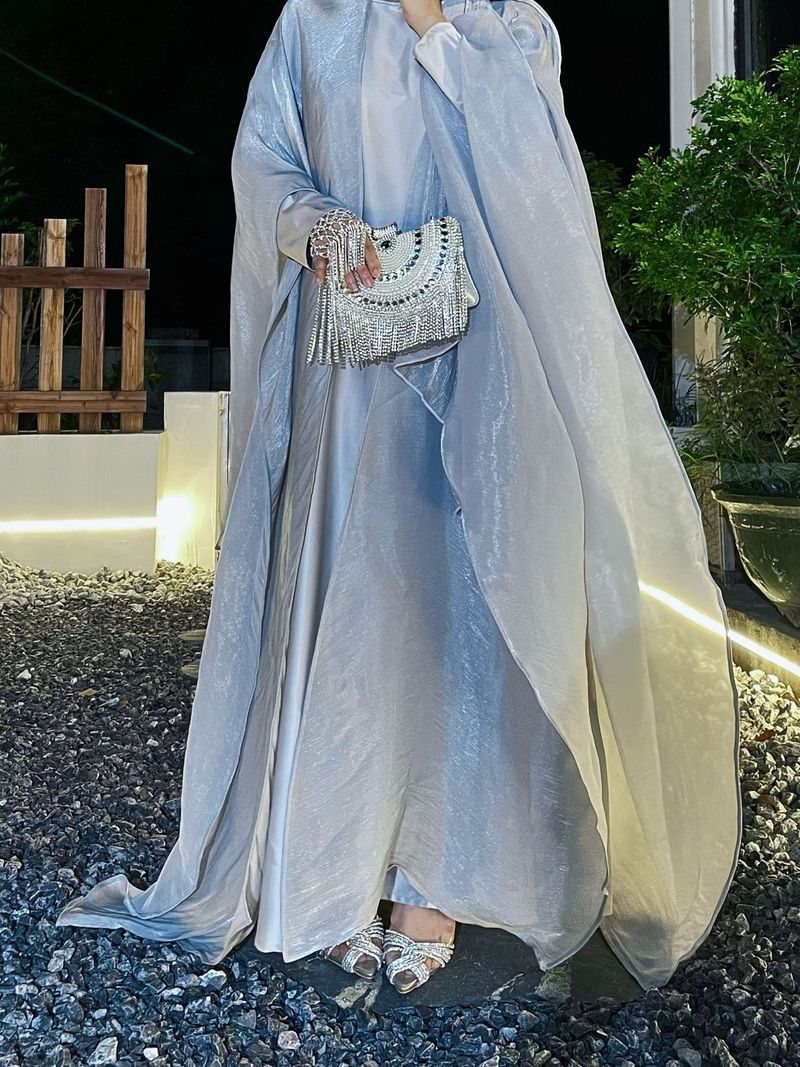 Ženska oblačila, ženska muslimanska obleka Robe Abaya, enobarvna dvodelna ženska obleka_voghion.com