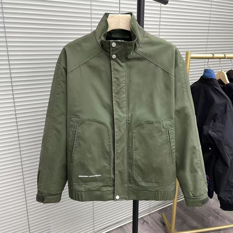 Men's Spring and Autumn Trendy Handsome Work Fashion Casual Jacket 2024 New Korean Edition Stand up Collar Top Clothes_voghion.com