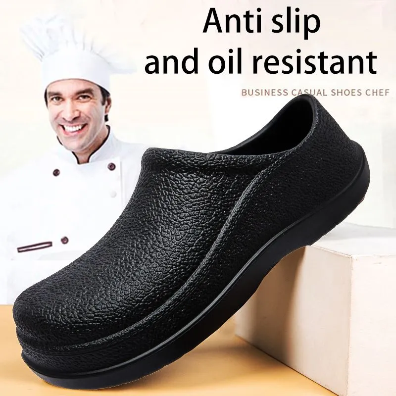 Chaussures de restaurant de service alimentaire pour hommes, chef antidérapant résistant à l'huile pour chaussures de travail de cuisine_voghion.com