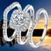 Three-Piece Set Simple Elegant Square Zircon Stacking Style Rings For Women Exquisite Jewelry Wedding Gift_voghion.com
